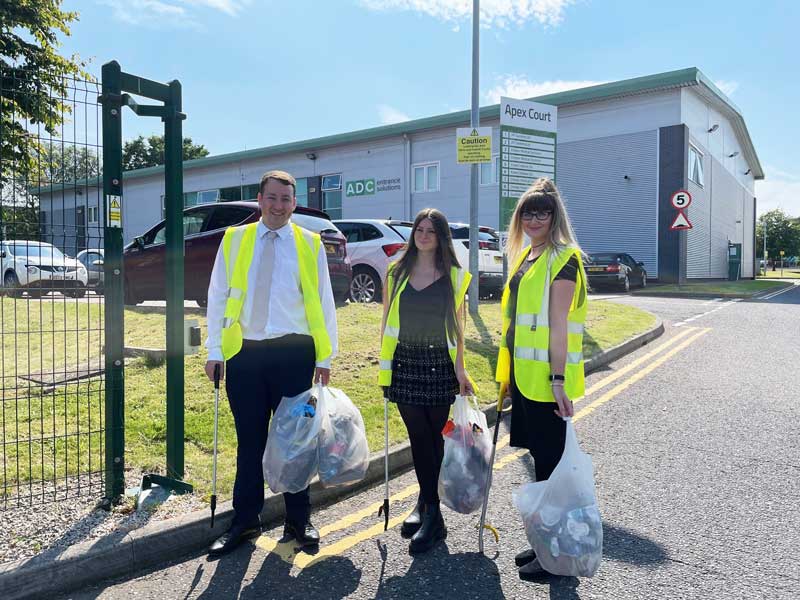 ADC staff litter picking on the Bromborough Estate