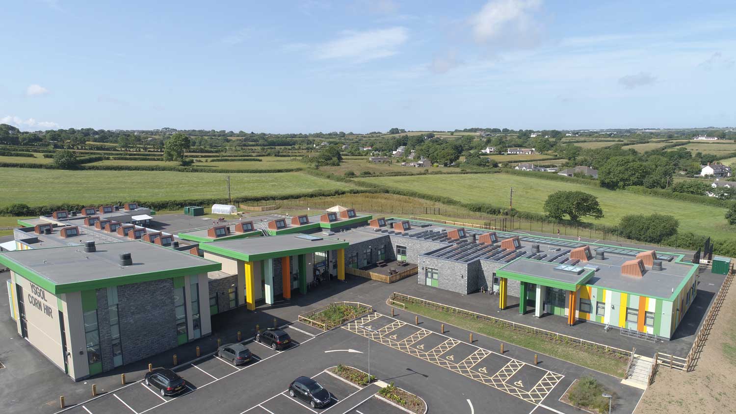 aluminium windows and curtain walling at school in Anglesey