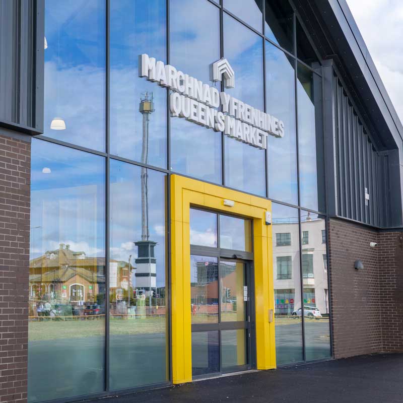 curtain walling at Rhyl Market